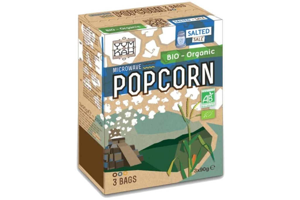 Yum Kah - Organic Salted Popcorn (Microwavable) - 90G X 3