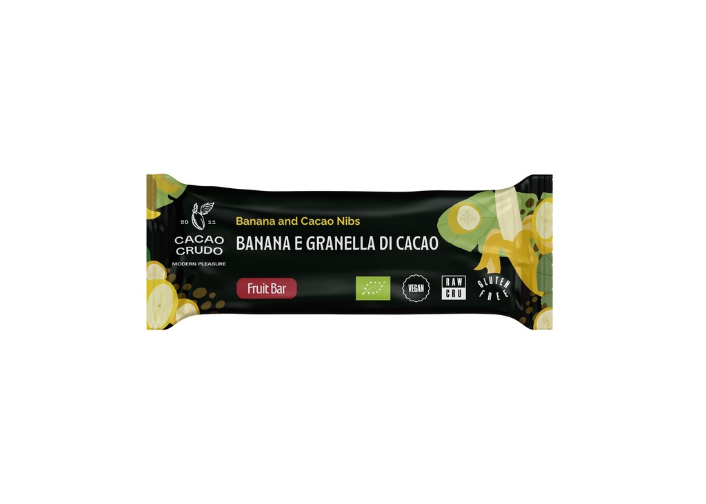 Cacao Crudo - Organic Cacao Bar Banana And Cacao Nibs - 30 G