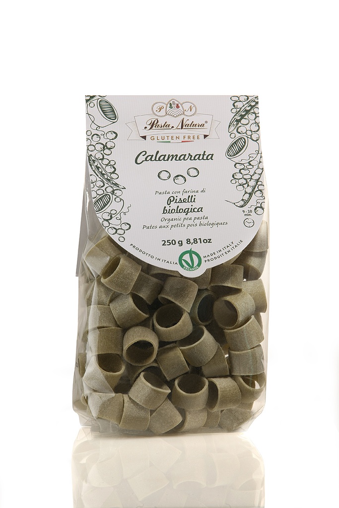 Green Peas Pasta (Big Shapes Calamarata) - 0.25Kg - Pasta Natura