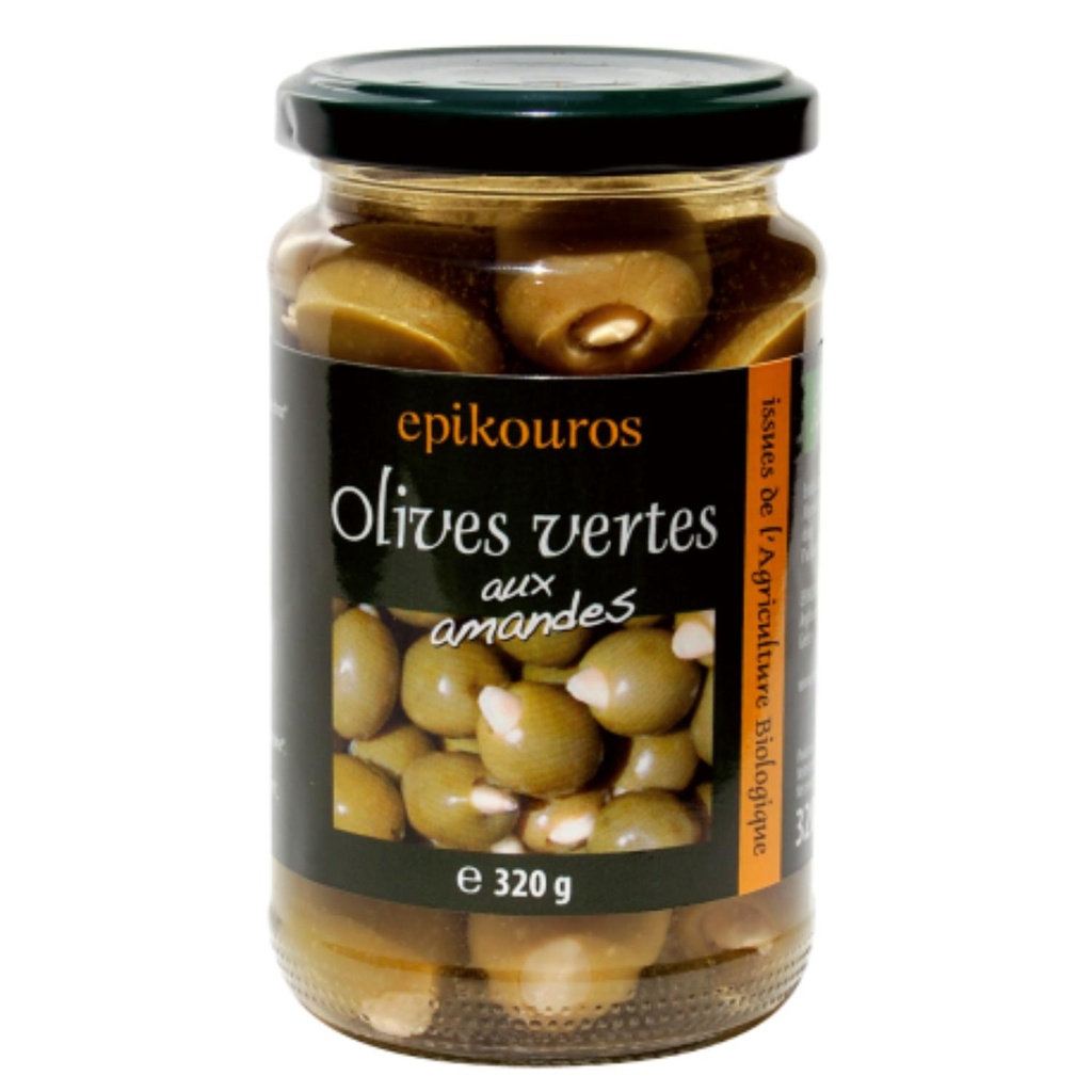 Epikouros - Organic Olives Green With Almonds - 320 G